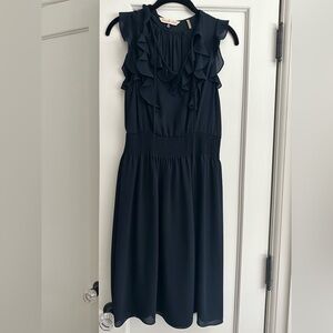 Rebecca Taylor Black Ruffle Midi Dress